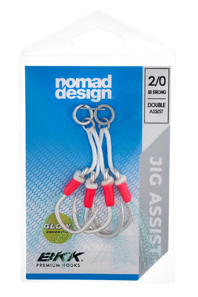 Nomad Design Jig Assist Hooks - Double 5X Strong Pink - 2/0