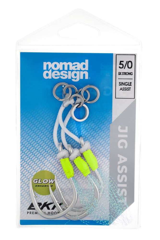 Nomad Design Jig Assist Hooks - Single 5X Strong Chartreuse - 5/0