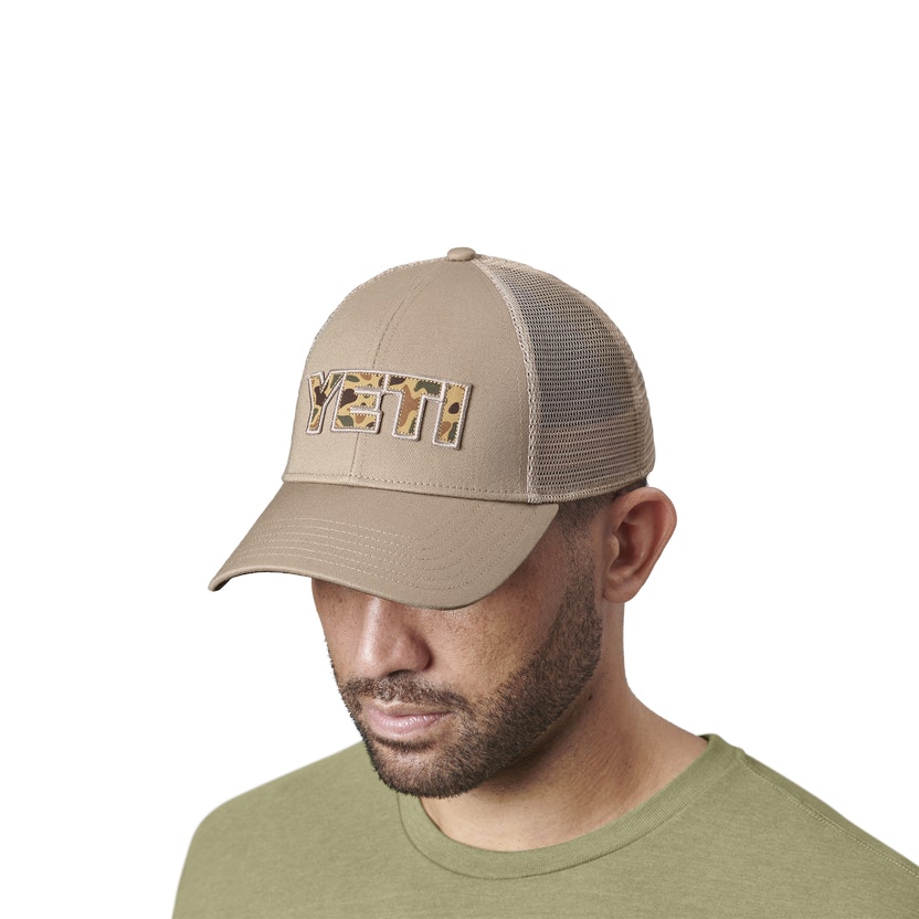 YETI Cap Logo Camo Badge Trucker Hat