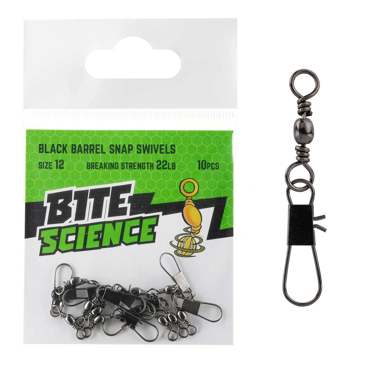 Bite Science Swivels Black Barrel Snap