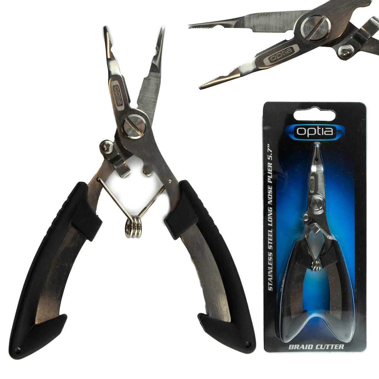 Optia Long Nose Plier + Braid Cutter 5.7"