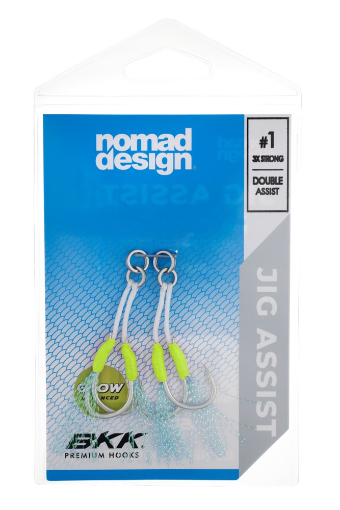 Nomad Design Jig Assist Hooks - Double 3X Strong Chartreuse - #1