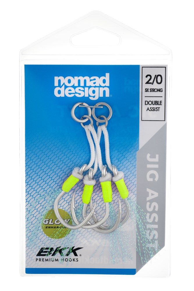 Nomad Design Jig Assist Hooks - Double 5X Strong Chartreuse - 2/0