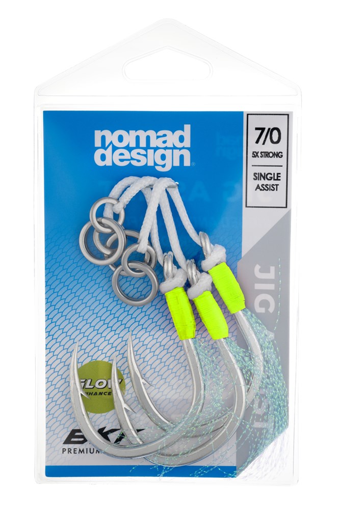 Nomad Design Jig Assist Hooks - Single 5X Strong Chartreuse - 7/0