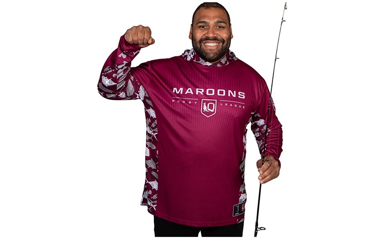 NRL QLD Maroons 'Reef Runner' Hooded Fishing Shirt