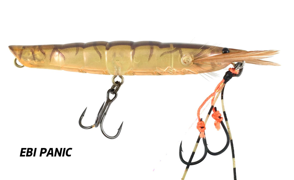 Jackson Ebi Panic surface prawn lure with treble hooks