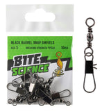 Bite Science Swivels Black Barrel Snap