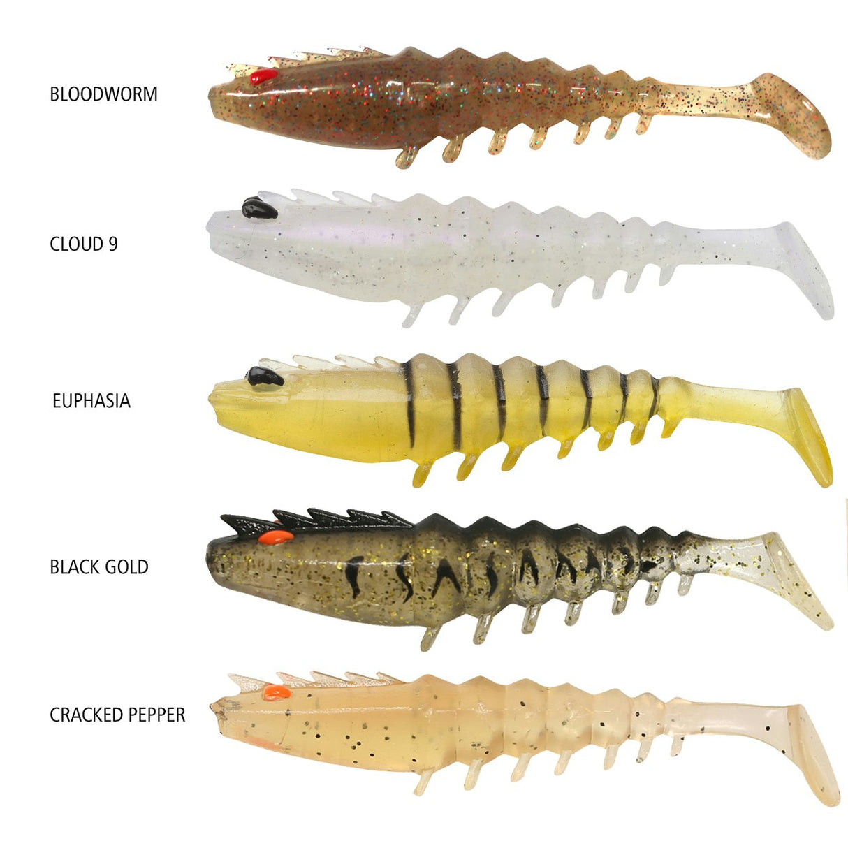 Shimano Squidgies Prawn Paddle Tail Soft Plastics