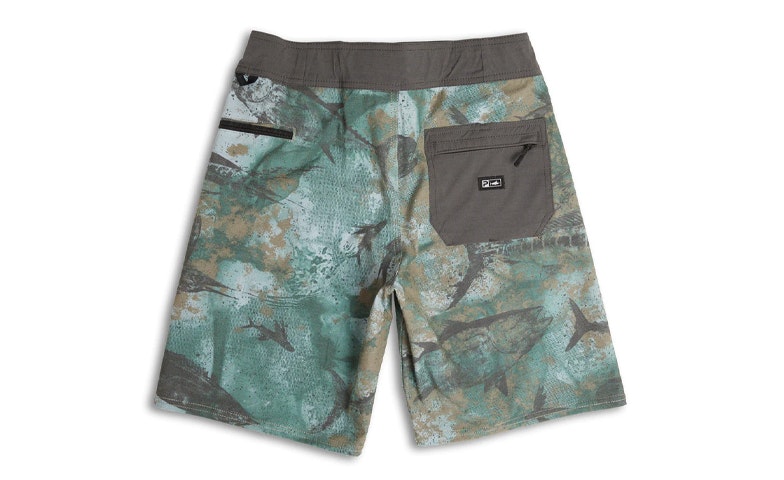 Pelagic Deep Drop Youth Shorts - Open Seas Camo Army Green