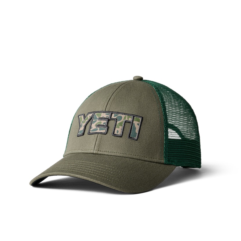 YETI Cap Logo Camo Badge Trucker Hat